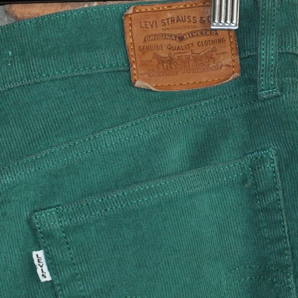 Levi's Green Wedgie High Rise Corduroy Button Fly White Tab Pants Cords W30 L26 - Picture 5 of 7